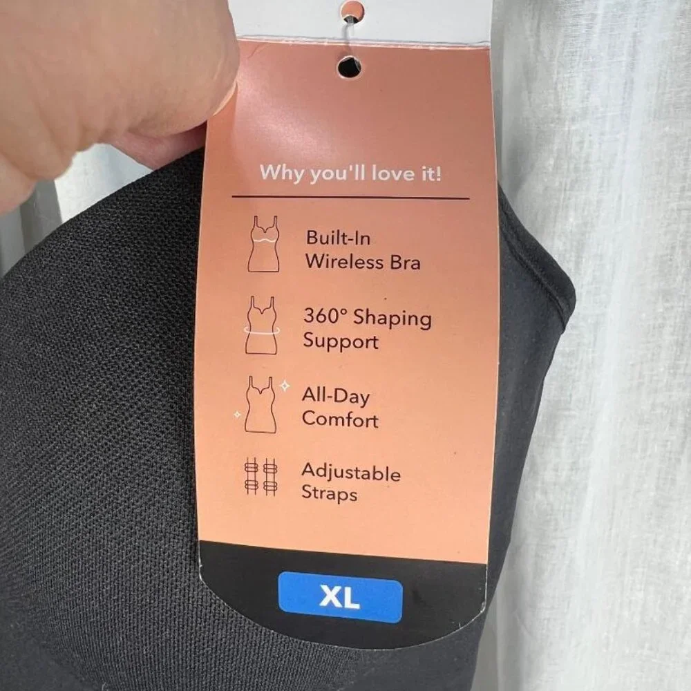 NWT Shapermint Essentials Sweetheart Built-In Bra Shaper Cami in Black - Size XL - Picture 4 of 9